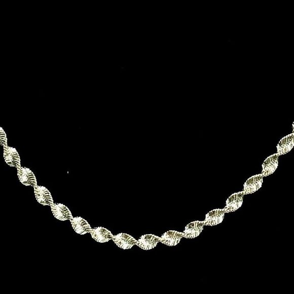 AOC Stunning 22” Twisted Sterling 925 Silver Necklace - Picture 8 of 11